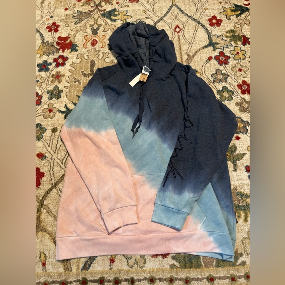 NWT Victoria's Secret Pink hooded sweatshirt hoodie sz L blue pink light blue